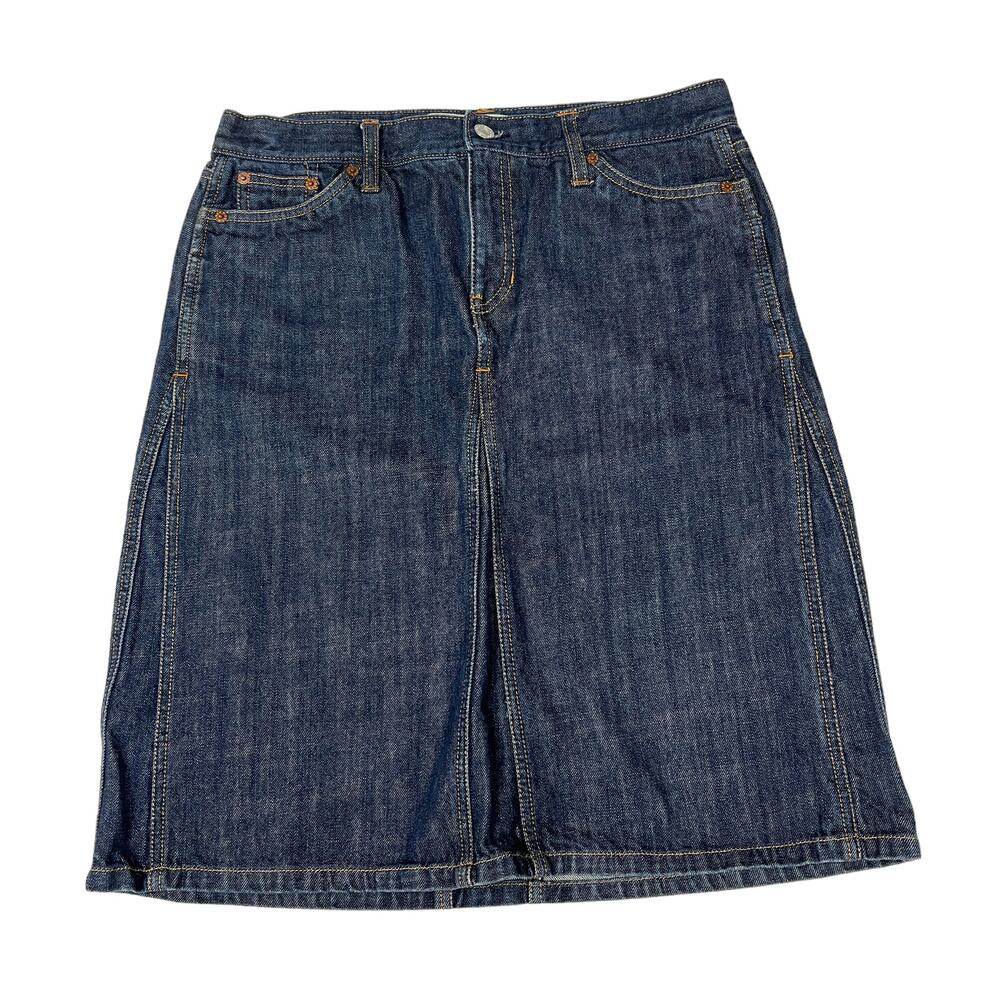 Gap Jeans Pencil Skirt Denim Dark Wash High Rise Waist Midi Skirt Women's Casual